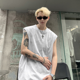 美式纯棉打底背心潮流圆领男女同款宽松休闲免烫无袖T恤HY569TP35，男装T恤，电商A102B