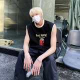 美式街头潮流运动背心男宽松痞帅ins印花坎肩无袖HY324P35控48，男装背心/马甲，电商A102B