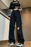 美式潮流破洞工装裤潮牌vibe高街休闲宽松直筒牛仔裤K491TP45控78，男装休闲裤，电商A102B