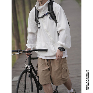 夏季斜拉链冲锋衣外套日系cityboy薄款夹克防晒衣HY335TP45控68图片