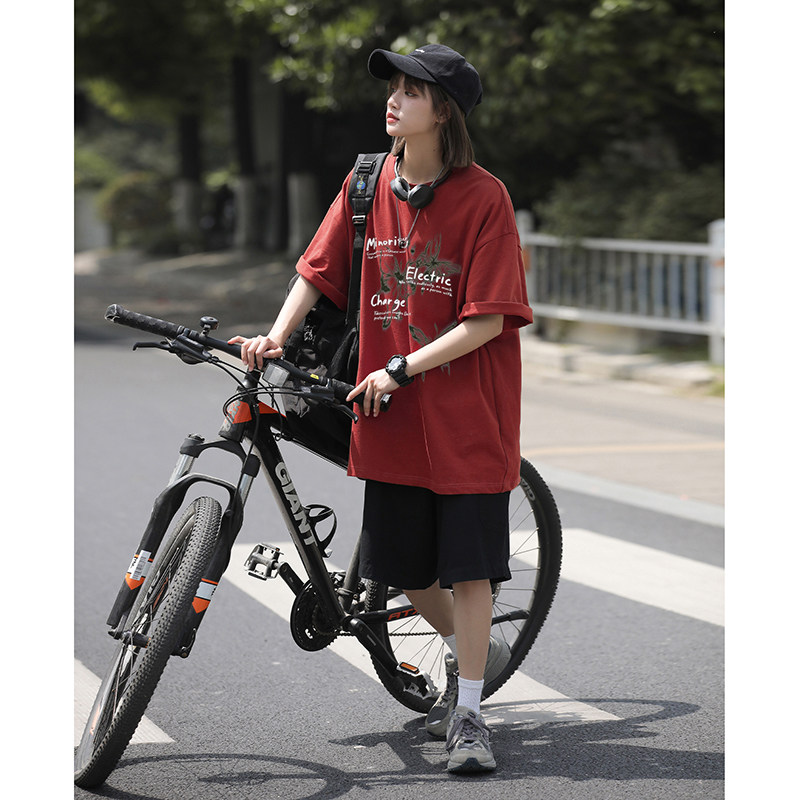 美式高街男女同款蝴蝶印花短袖多色圆领纯棉打底衫HY561TP25控39,男装T恤,电商A102B