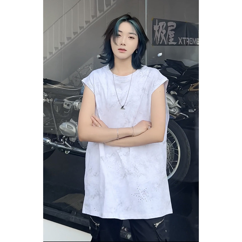 男女同款潮流圆领纯棉打底背心韩版宽松休闲免烫无袖T恤HY569TP35图片