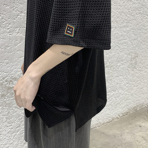 夏季圆领短袖T恤男简约纯色百搭上衣ins潮宽松情侣HY47P30图片