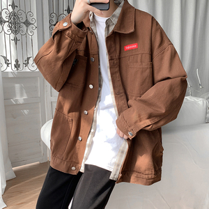 棉夹克潮牌贴标工装外套宽松牛仔衣棉服HY16P85控128常规款P65图片