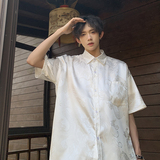 新中式男装风龙纹提花衬衫改良版唐装短袖衬衣HY518TP38控58，男装衬衫，电商A102B