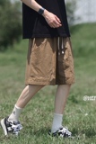 日系工装短裤男生夏季薄款大口袋拼接不过膝潮牌宽松直筒五分裤子，男装休闲裤，电商A102B