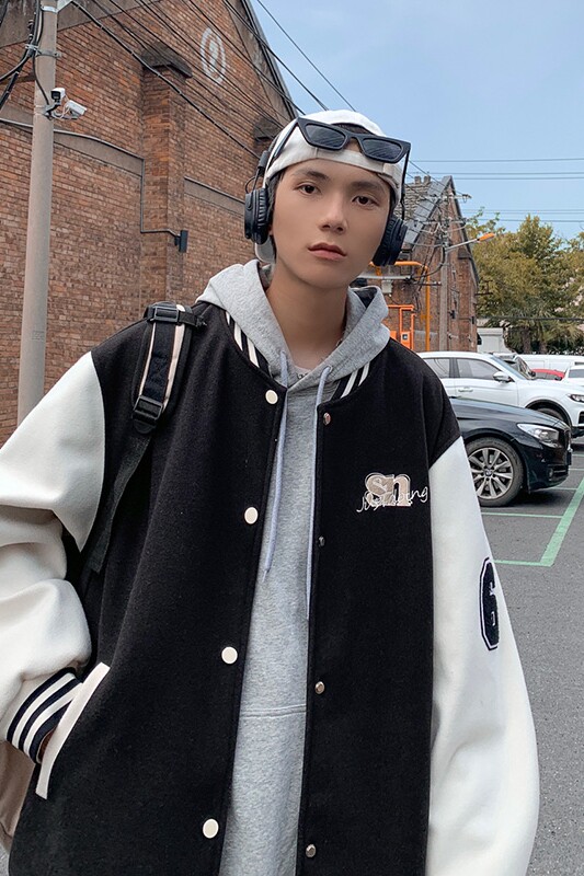 2023美式潮牌刺绣棒球服外套秋季宽松情侣休闲夹克HY202P108控138,男装夹克,电商A102B