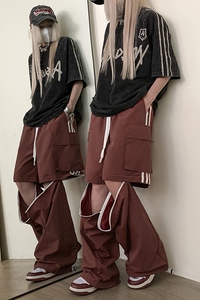 美式高街vibe简约休闲裤青春校园风运动可拆卸五分裤K545TP48控78图片