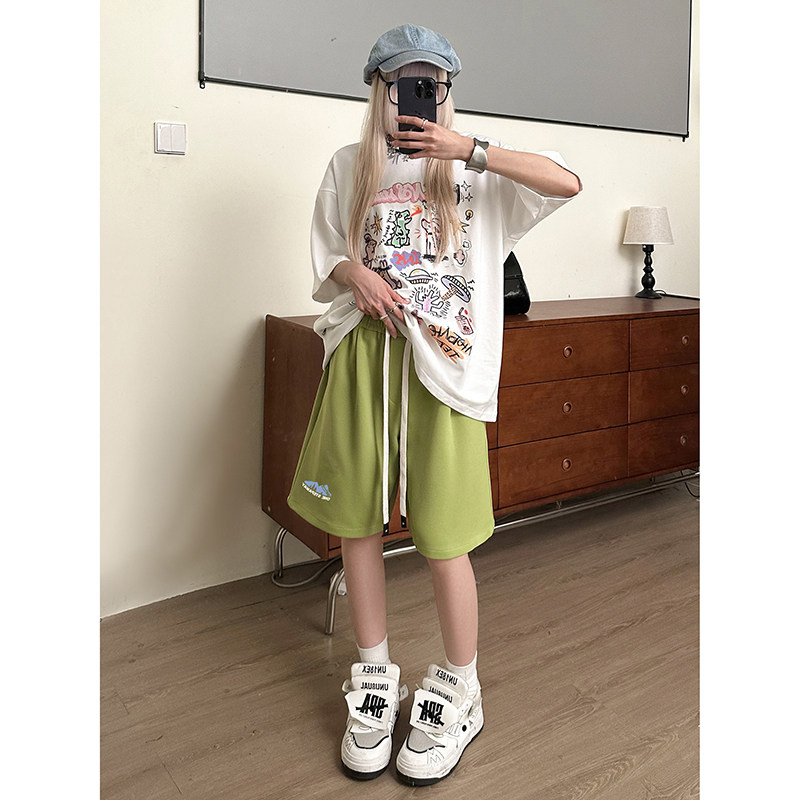 美式hiphop高街五分裤2024夏天印花短裤透气休闲运动裤K565TP25,男装休闲裤,电商A102B