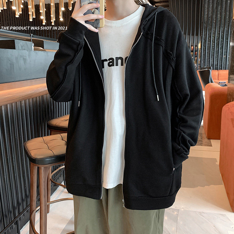 2021春季开衫卫衣男连帽男女休闲宽松运动外套潮上衣HY08图片