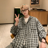 夏季翻领格子衫港风格子衬衫男薄款免烫防晒衣HY544TP45，男装衬衫，电商A102B