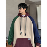 情侣cityboy拼色插肩袖连帽卫衣秋季学生慵懒风上衣HY270P65控98，男装卫衣，电商A102B