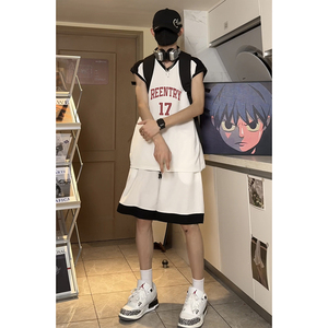美式高街17号篮球服voersize宽松休闲无袖外穿运动服套装T12TP55图片