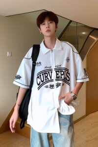 日系复古开衫外套棒球服cityboy短袖夏季宽松衬衣HY332TP45控69图片