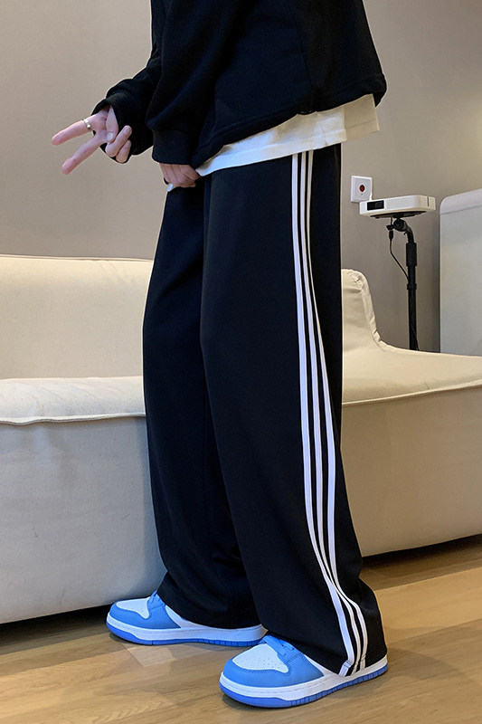 2024春季撞色运动裤男韩版潮学生直筒百搭休闲三杆阔腿K32TP35,女装休闲裤,电商A102B