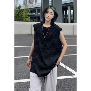 男女同款宽松休闲免烫无袖T恤韩版潮流圆领纯棉打底背心HY569TP35图片
