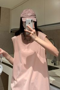 夏天纯色背心男女同款韩版休闲打底无袖T恤宽松汗衫ins潮HY48TP15图片
