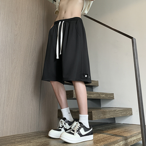日系针织短裤男夏季高街宽松阔腿运动五分休闲裤K546TP30控49图片