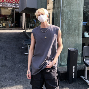 情侣ins高街背心男夏季潮牌无袖汗背心休闲坎肩上衣HY312TP18控29图片