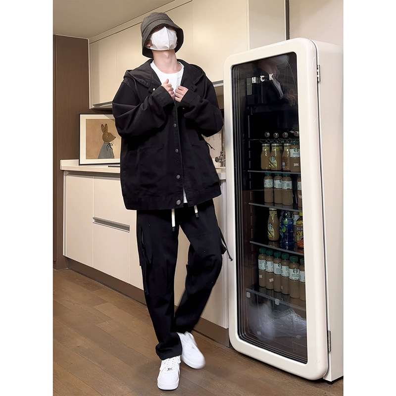 韩版潮牌ins风小众设计学生外套痞帅夹克衫牛仔上衣HY482P95控139,男装夹克,电商A102B