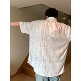 潮牌开衫衬衣新款设计感短袖美式复古破洞衬衫HY527TP38控59，男装衬衫，电商A102B