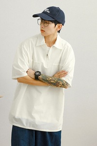 CityBoy日系复古宽松Polo衫T恤青春流行纯色短袖HY298TP45控68图片
