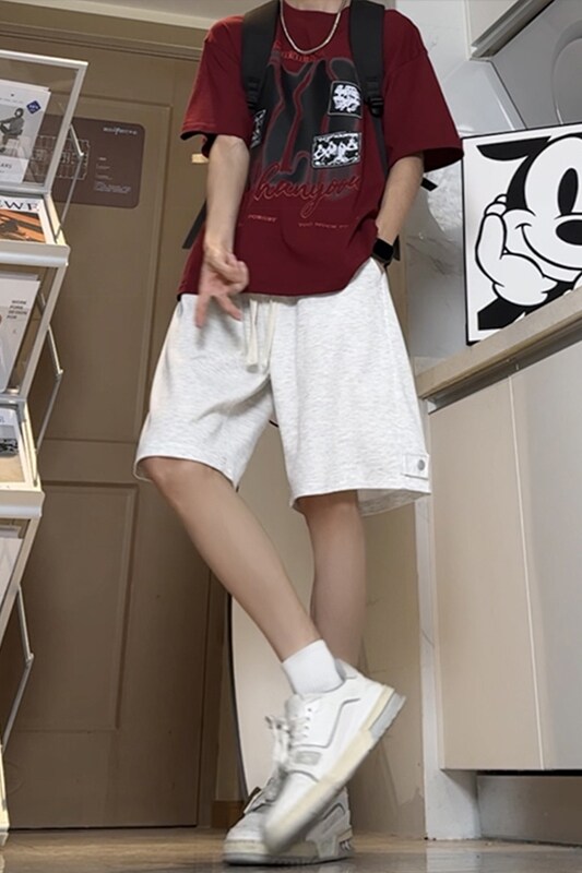 新款夏季高街宽松阔腿运动五分休闲裤柔软针织短裤K546TP30控49,男装休闲裤,电商A102B