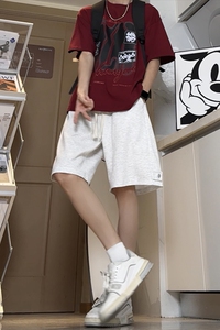新款夏季高街宽松阔腿运动五分休闲裤柔软针织短裤K546TP30控49图片
