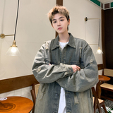 美式复古牛仔夹克男生秋冬水洗做旧长袖外套小众简约宽松大码上衣，男装夹克，电商A102B