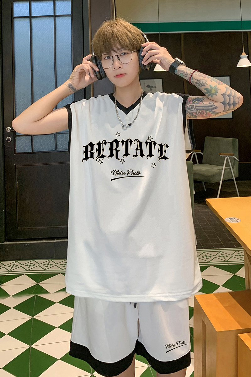 美式外穿篮球运动服套装新款潮流无袖宽松休闲运动服T13TP55,男装衬衫,电商A102B