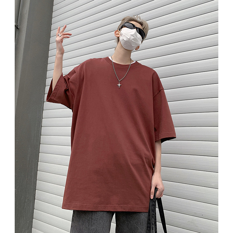 夏季纯色220克打底衫美式百搭款打底衫纯棉圆领白T恤HY33TP16,男装T恤,电商A102B