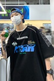 2024潮牌字母美式拼接机车服短袖男女宽松圆领T恤HY165TP35控48，男装T恤，电商A102B