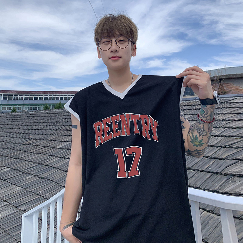高街美式外穿无袖篮球服套装时尚潮流宽松休闲17号运动服T12TP55,男装衬衫,电商A102B