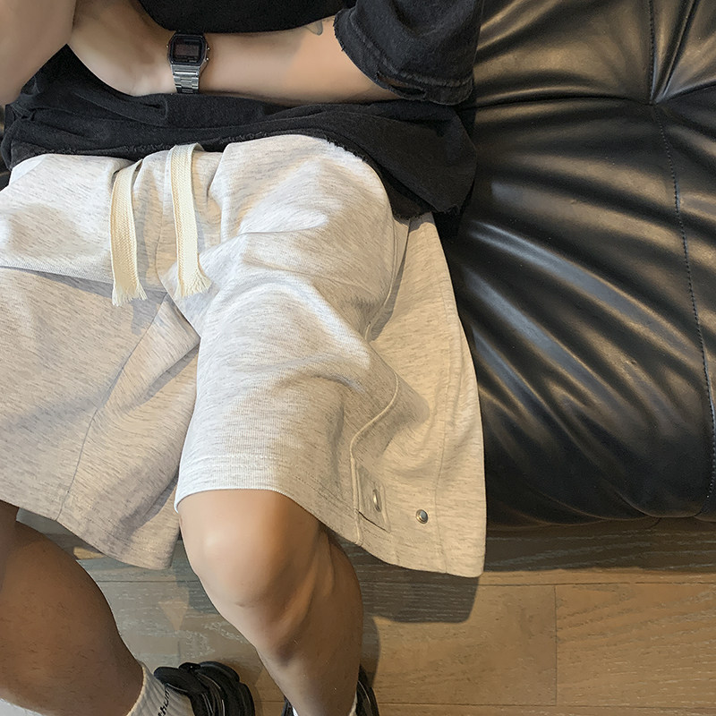 柔软针织短裤男夏季高街宽松阔腿运动五分休闲裤K546TP30控49,男装休闲裤,电商A102B