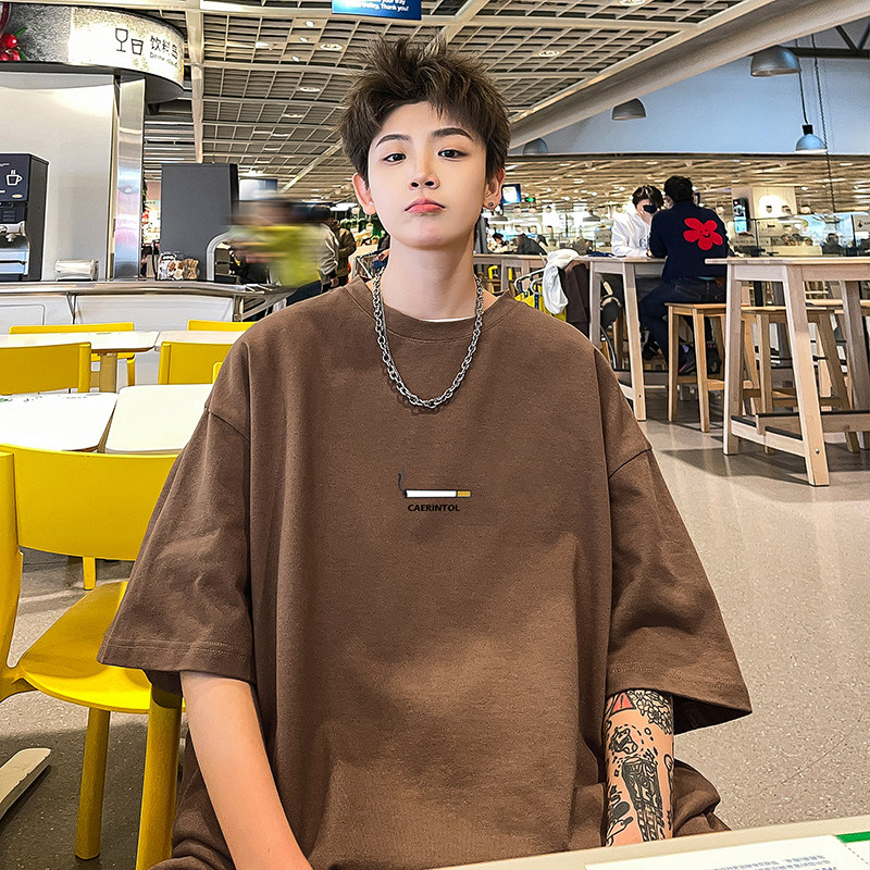 美式街头打底衫圆领宽松印花情侣款T恤潮流短袖HY525TP20控39,男装T恤,电商A102B