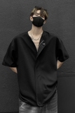 韩版夏季t恤衫宽松外套小众纯色开衫衬衣短袖衬衫HY537TP38控59，男装T恤，电商A102B