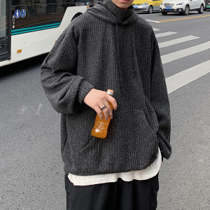 男纯色高领毛衣男女宽松帅气oversize针织衫男生长袖HY14P70控85图片