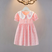 宝宝雪纺连衣裙24夏季 裙子 娃娃领薄款 新款 女小童清新碎花收腰短袖