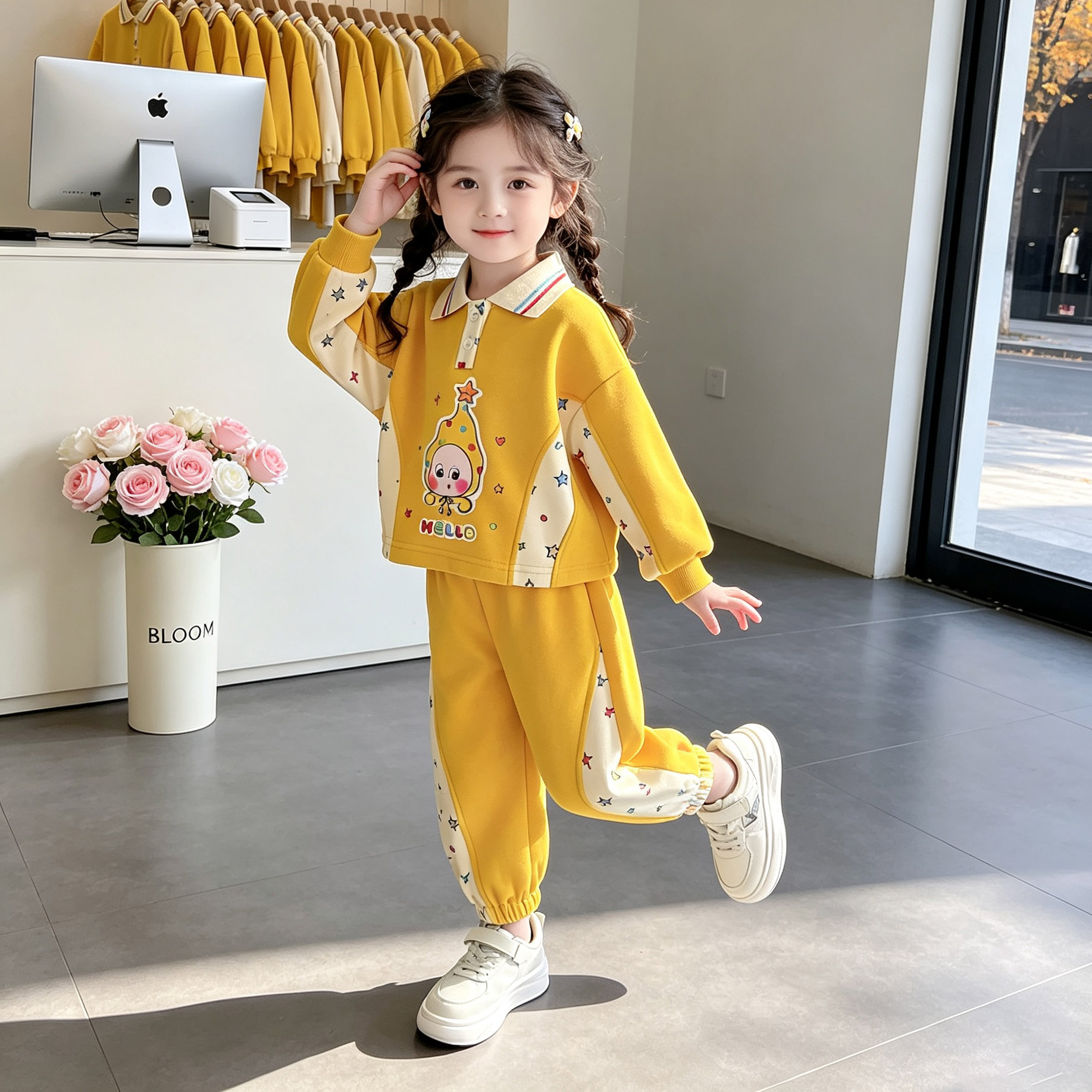 女童卡通可爱风卫衣套装秋季洋气休闲运动两件套出游2026新款韩版