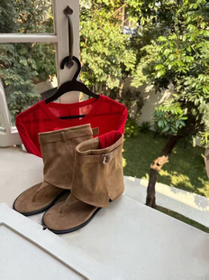 3.16 很耐穿 郑沅沅 小众复古风夹趾罗马麂皮凉靴