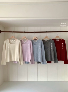 郑沅沅YVonne 贝熊绒方领显瘦针织套头衫11.22