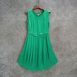 艾 修身 夏季 丝光 压皱大摆连衣裙 优雅淑女 纤衣姐姐