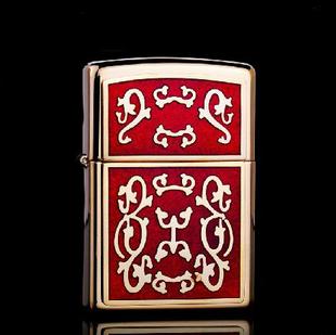 美国原装正品 ZIPPO打火机 芝宝 纯铜红色富贵花 专柜正版限量版