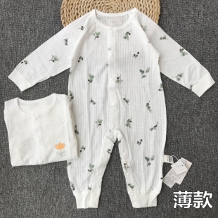 宝宝睡衣爬爬服新生儿衣服婴幼儿空调服 纯棉婴儿连体衣夏季 超薄款