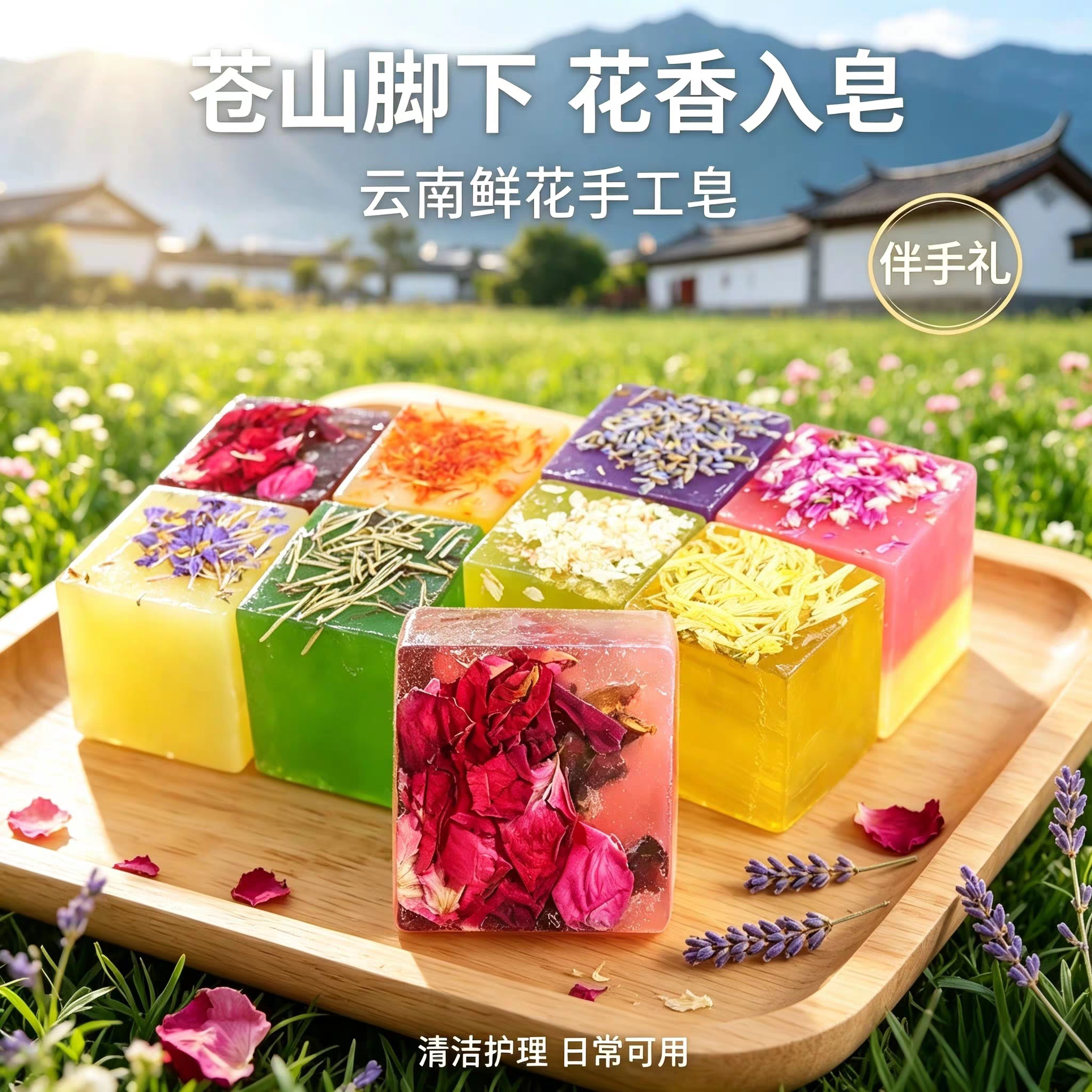 云南手工皂精油皂洁面沐浴控油持久留香玫瑰花瓣皂纯天然肥皂香皂