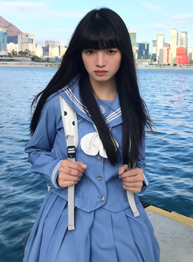 一封信【水方晴】水色jk水手服熊本蓝色JK制服校供感学院风套装