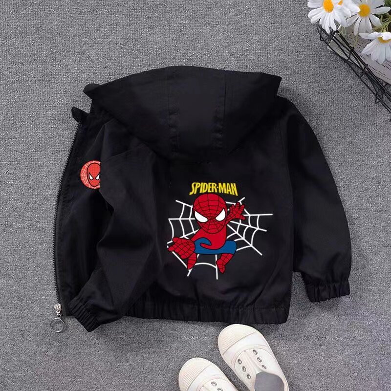 男宝秋季外套2024新款中小童夹克男孩开衫拉链衫男童冲锋衣蜘蛛侠