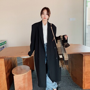 档口现货 新款2022秋季新款中长款西装外套女7566P155控228图片