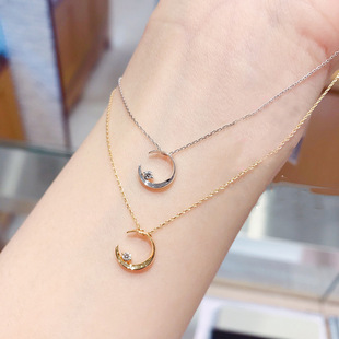 日系轻奢star jewelry 皓月繁星系列 钻石星辰 月亮 纯银锁骨项链