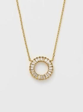 奢华圆形梯形项链纯银